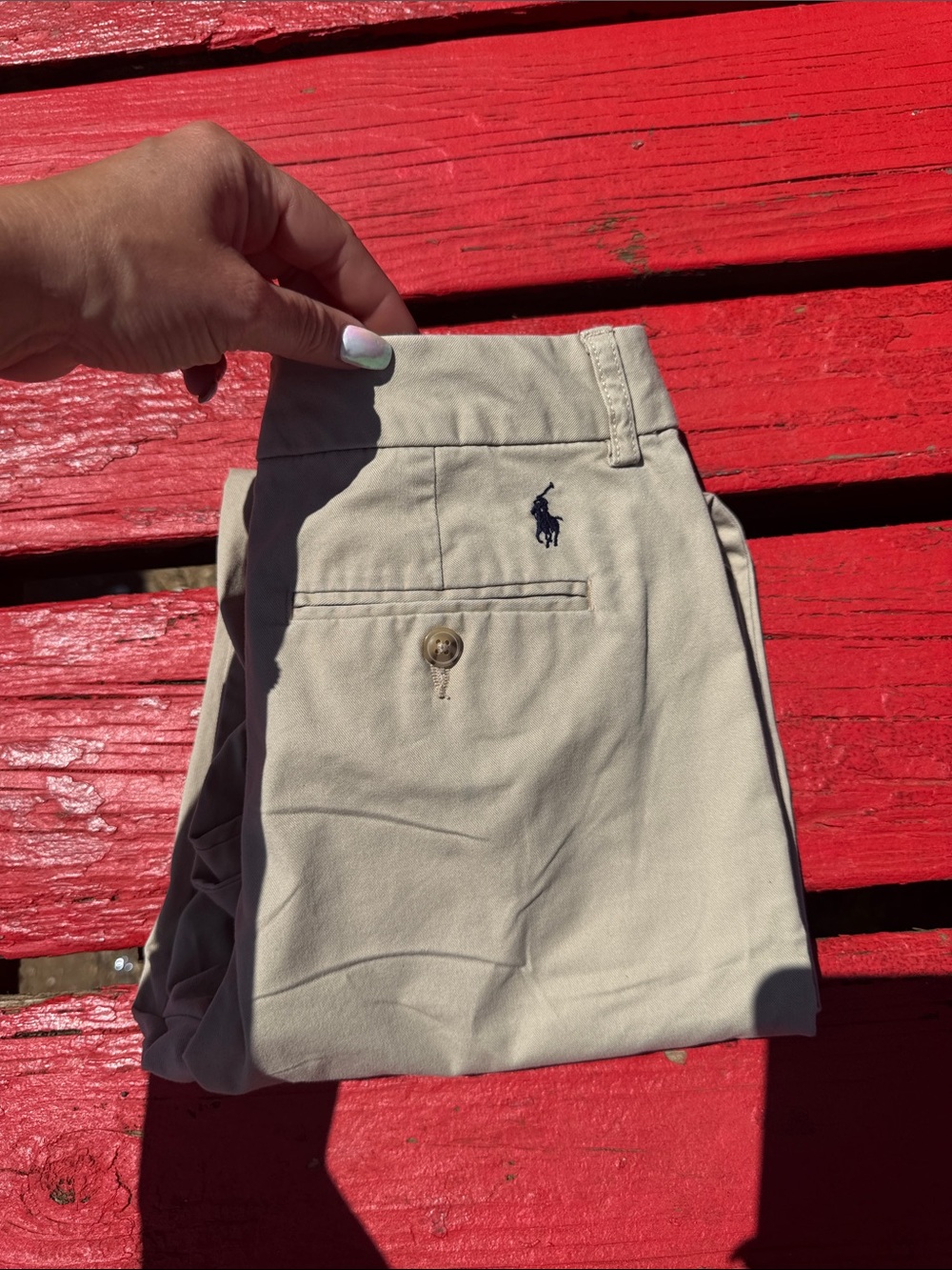 Polo by Ralph Lauren Beige/Tan Chino Shorts with Navy Label